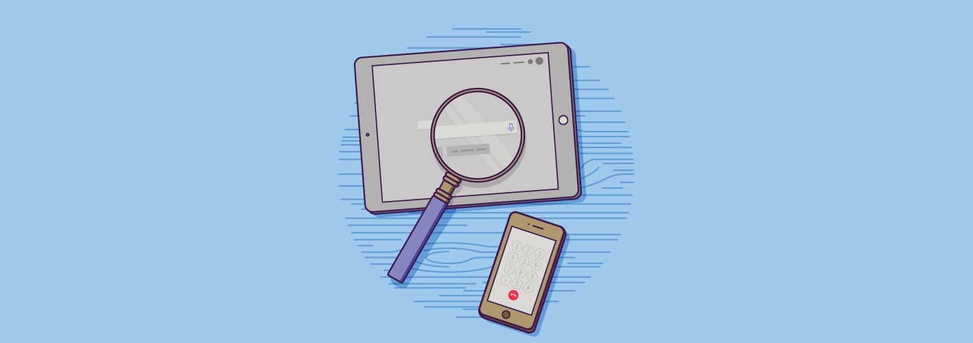 magnifying glass over iPad